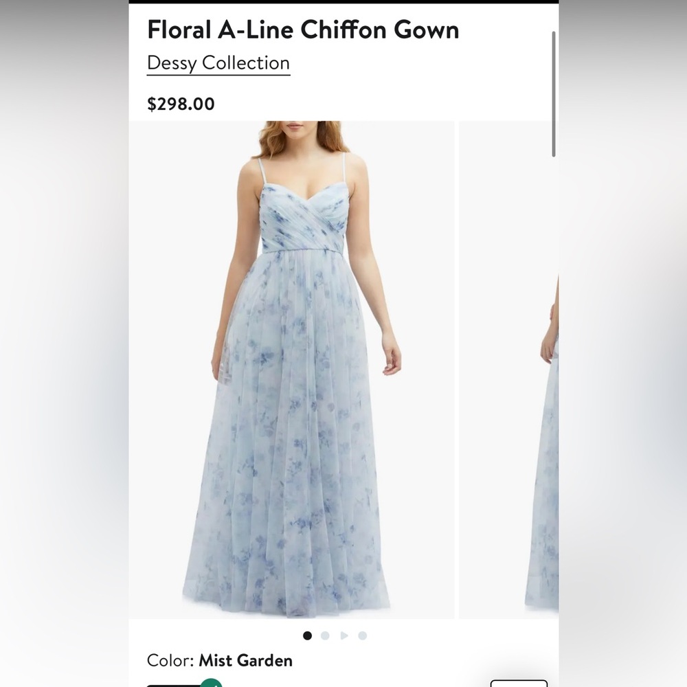 EUC Dessy Collection Floral A-Line Chiffon Gown